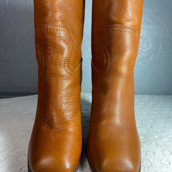 SPLENDID || Nero Tall Ankle Leather Booties Western Cognac - Picture 4 of 16